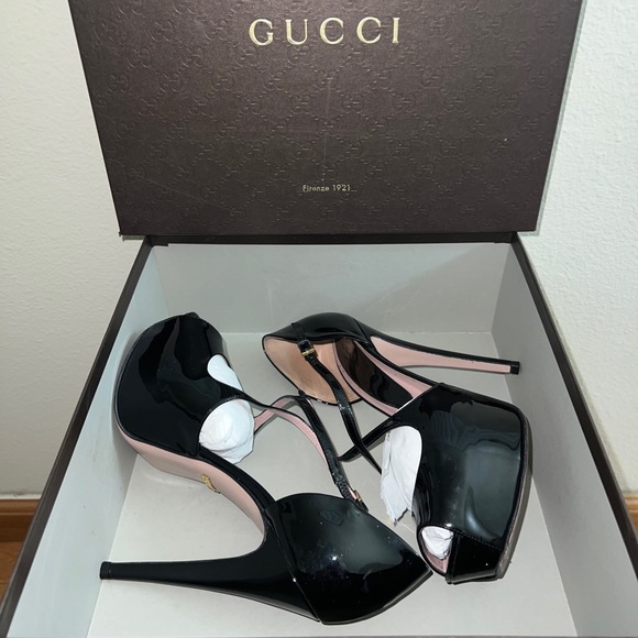 Gucci Black Patent Leather Vernice Crystal/Napa Charlott Nero Size IT 36, US 6. - Picture 16 of 16